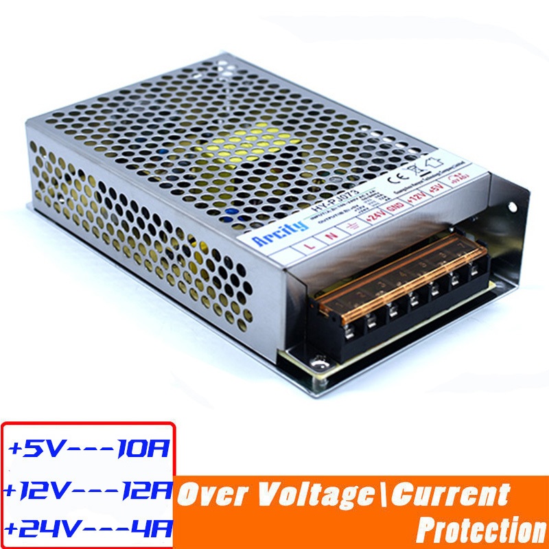 5V 12V 24V อาเขต Switching Power Supply Universal ปรับ Transformer Converter สําหรับ Mahcine LED Strip Light,กล้องวงจรปิด,ระบบรักษาความปลอดภัย,โครงการคอมพิวเตอร์,วิทยุ(5V/10A 12V/12A 24V/4A)