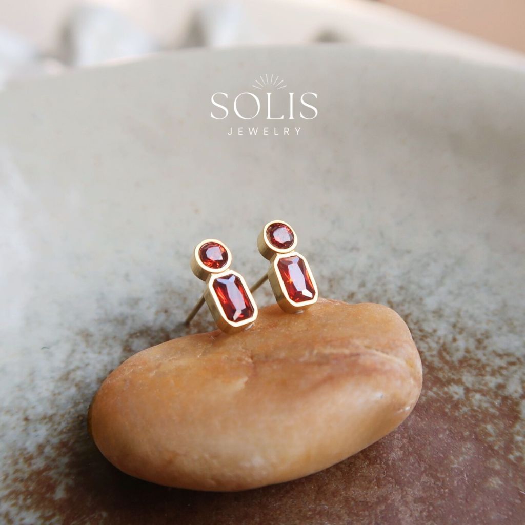 ต่างหูสตั๊ดกันน้ำสีขาวและสีแดง Non-Tarnish Hypoallergenic แฟชั่นสำหรับผู้หญิง - รูปที่ 7