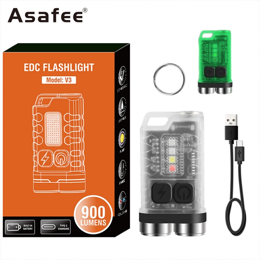 Asafee V3 ไฟฉายสองหัว ขนาดเล็ก แบบพกพา 2*XPG 900LM IP65 กันน้ํา TYPE-C ชาร์จซ้ําได้ สําหรับกลางแจ้ง