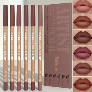 Face Secret 6Pcs/set,Waterproof Liners Makeup Lipliner Matte Velvet Lipstick Pen / Liptint Long Lasting Waterproof Lip Tint / Long Lasting Nude Lip Gloss Pencil / Lip
