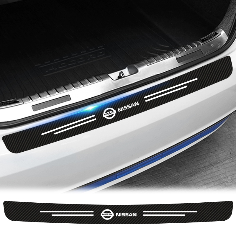 1pcs รถด้านหลังสติกเกอร์คาร์บอนไฟเบอร์รถ Trunk Anti-scratch สติกเกอร์สําหรับ Nissan Juke Tiida Teana GTR 350Z 370Z 240SX