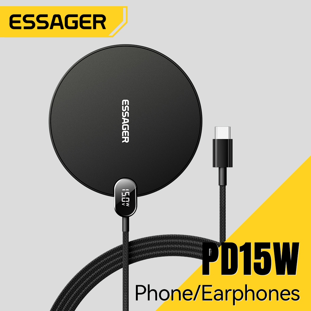Essager 15W Magnet Induction Charger เครื่องชาร์จแม่เหล็กไร้สายสําหรับ Ip Huawei Samsung