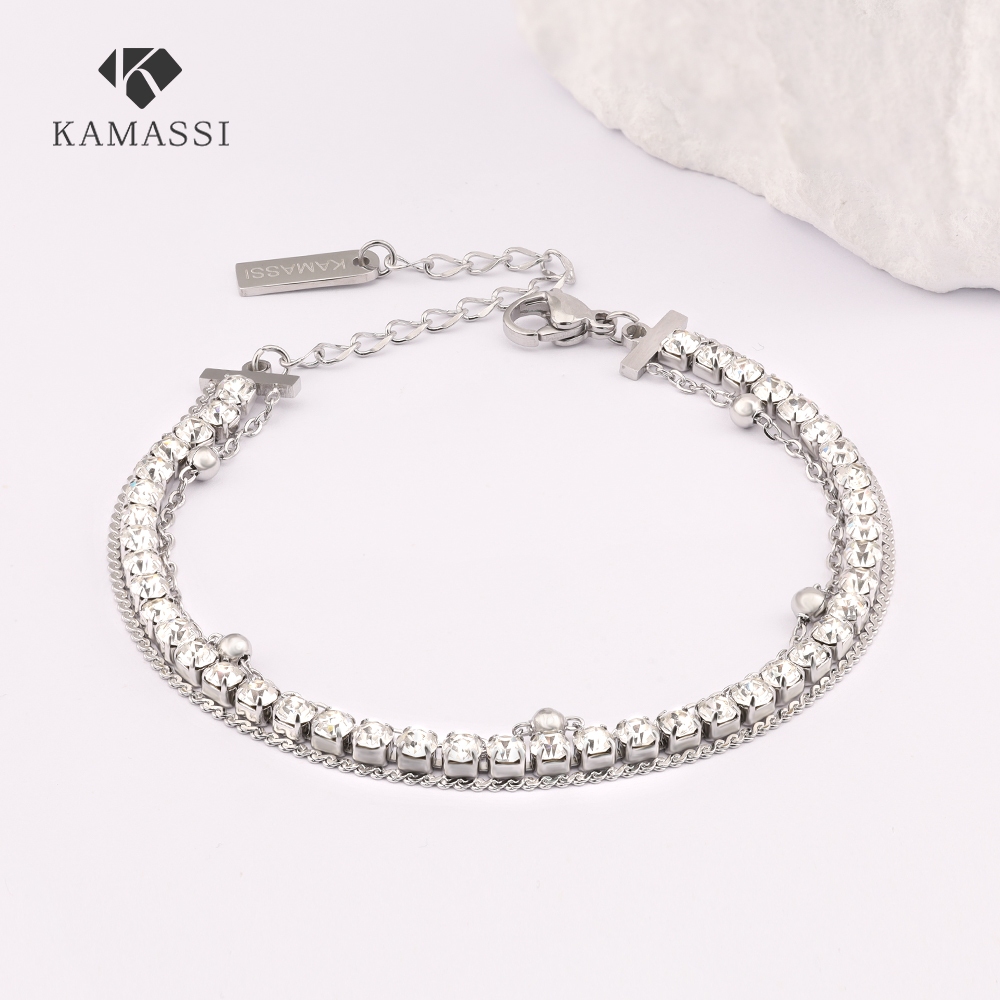 KAMASSI สร้อยข้อมือ  สเตนเลสหลายชั้น ไม่แพ้ง่าย ไม่ลอกดำ กันน้ำกันเหงื่อ B2116-2