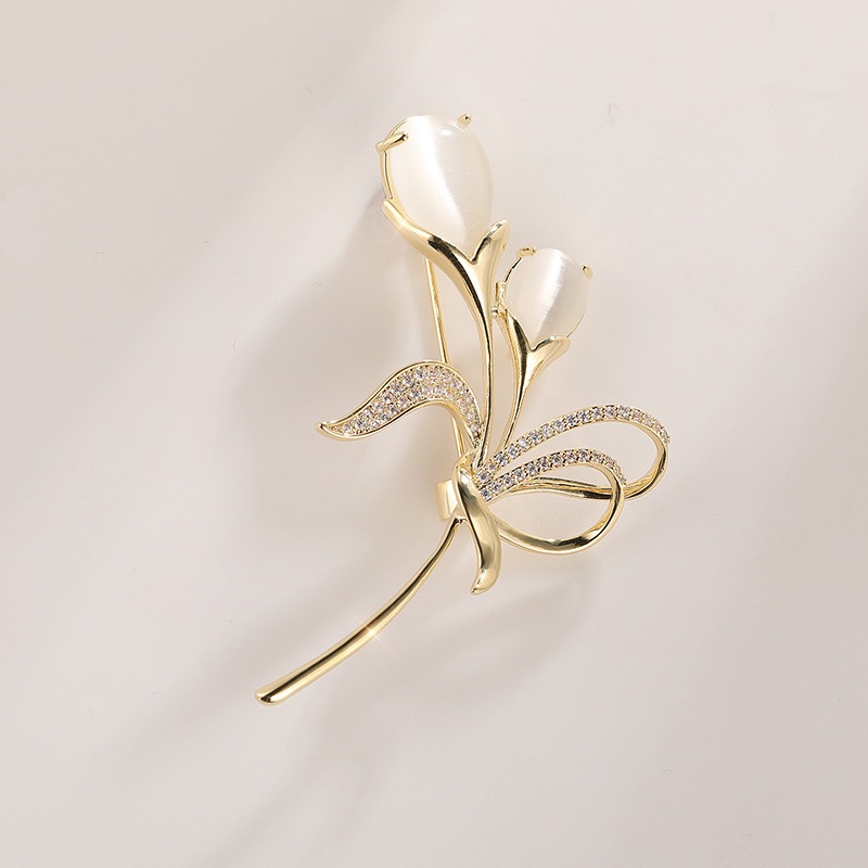 เข็มกลัดดอกทิวลิปโอปอล เครื่องประดับเสื้อผ้าแฟชั่นสง่างาม ของขวัญสำหรับผู้หญิง - รูปที่ 7