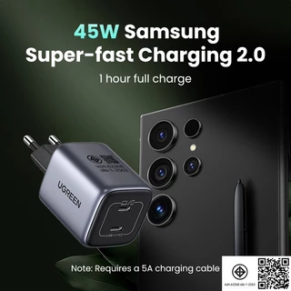 Ugreen ที่ชาร์จ 45W GaN พร้อมพอร์ต USB Type C คู่ ชาร์จเร็ว สําหรับ iPad pro iPad mini SAMSUNG S24 S23 Ultral S22 S21 S20 iPhone 14 13 pro max