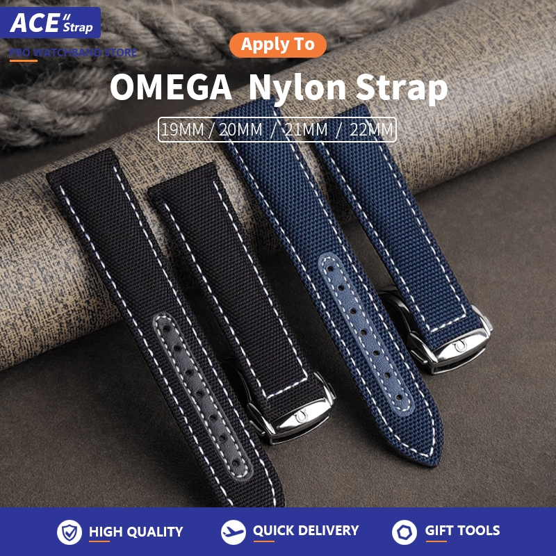 เหมาะสำหรับนาฬิกา OMEGA สายผ้าไนลอน 19mm 20mm 21mm 22mm เหมาะสำหรับ Captain Wherein 300 Aqua Terra AT150