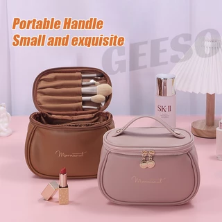 GEESO Make Up Bag With Handle ที่เก็บเครื่องสำอางหนัง กระเป๋าใส่อุปกรณ์อาบน้ำหญิง กระเป๋าเครื่องสำอางผู้หญิง 手提化妆包