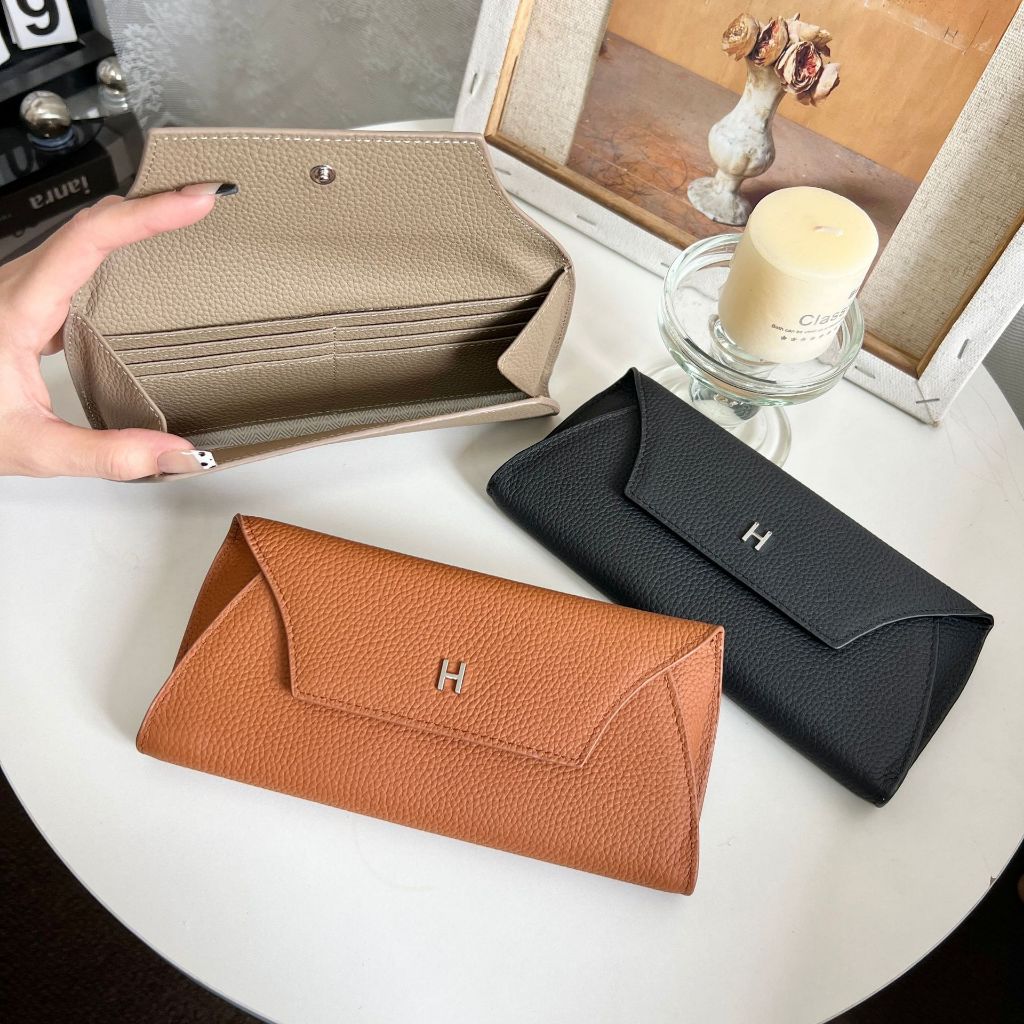ของแท้หนังกระเป๋าสตางค์ยาวสุภาพสตรีชั้นแรก หนังวัว ผู้ถือบัตรมัลติฟังก์ชั่กระเป๋าเหรียญ