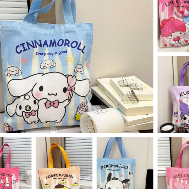 [ซื้อ 1 แถม 1] ซานริโอ กระเป๋าถือสุภาพสตรีนักเรียนขนาดใหญ่ ความจุกล่องอาหารกลางวัน ถือน่ารัก ค่าเล่าเรียน