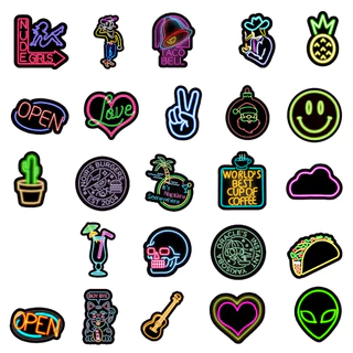 50 ชิ้นตลกแสงนีออน DIY Creative Home Decal สติกเกอร์ Kawaii การ์ตูนสติกเกอร์กันน้ํา