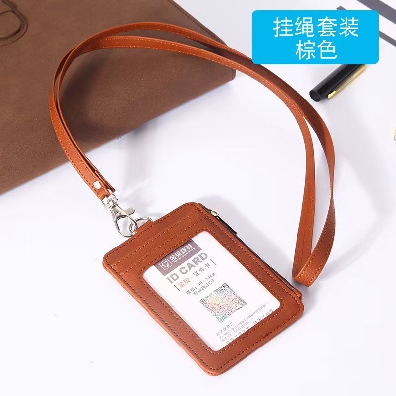 หนังผู้ถือบัตรทํางานใบอนุญาตทํางานผู้ถือบัตรป้ายหลายบัตรสล็อตที่สําคัญแหวนหดหัวเข็มขัดเชือกเส้นเล็กเปลี่ยนผู้ถือบัตรกระเป๋าสตาง