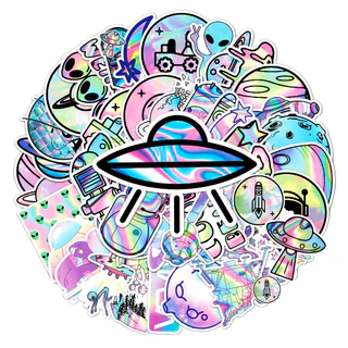 50 ชิ้นตลกเลเซอร์ Outspace DIY Creative Home Decal สติกเกอร์การ์ตูนสติกเกอร์กันน้ํา