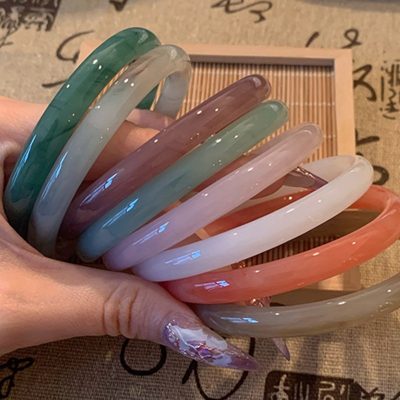 เดรเจว สร้อยข้อมือทรงกลมเคลือบสีเขียวสีชมพูน่ารักผู้หญิงแฟชั่นเฉพาะกลุ่มตกแต่งมือ