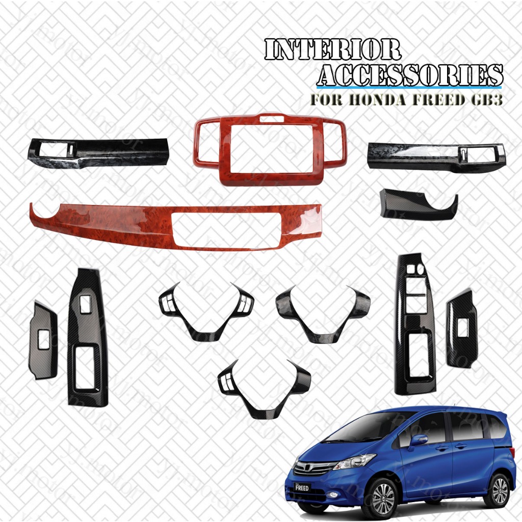 สําหรับ 2008 - 2016 Honda Freed GB3 Power Window แผงสวิทช์ฝาครอบแผงเกียร์ Air Vent Trim ABS คาร์บอนไฟเบอร์รูปแบบอุปกรณ์ตกแต่งภายใน