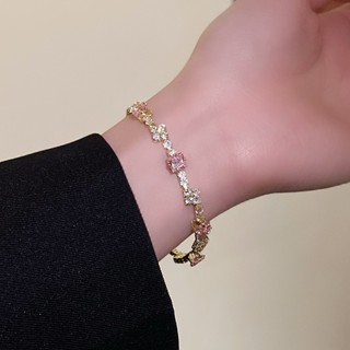 เดรช ทองโลหะไฟฟ้าเพชรสแควร์ออกแบบที่เรียบง่ายสร้อยข้อมือออกแ…