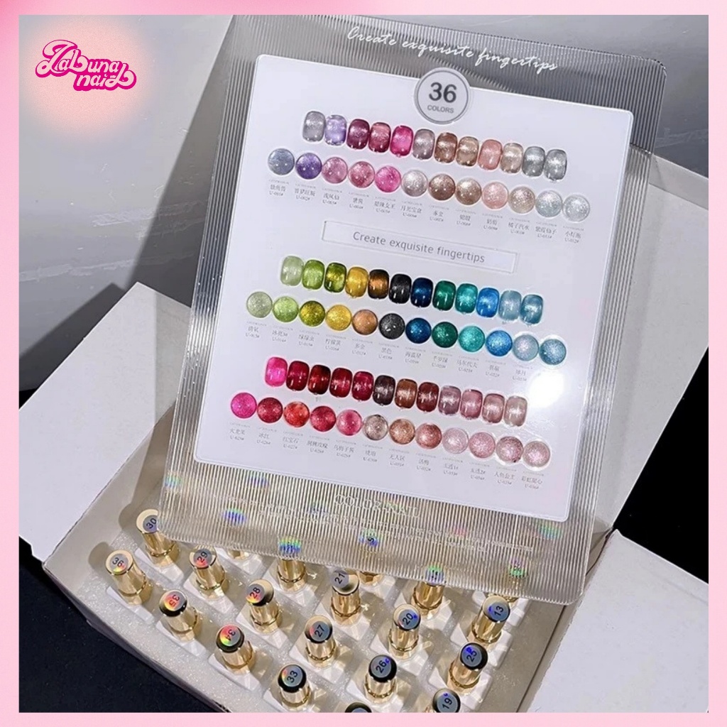【พร้อมส่ง】MILAN 36 สีแมวตาเจลยาทาเล็บชุดลูกแก้วเจลผลมันวาวแผนภูมิสีฟรี