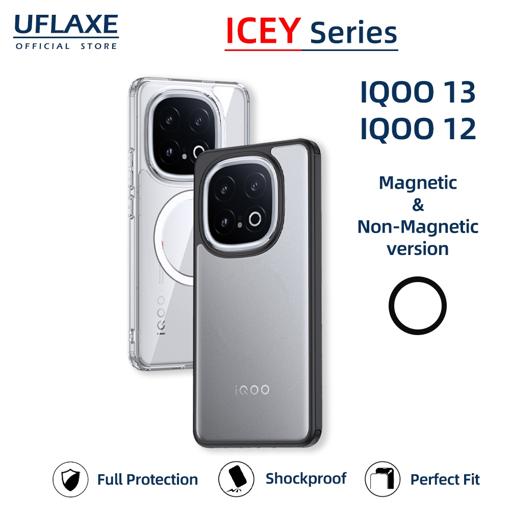 UFLAXE ICEY คสแข็งแม่เหล็กสำหรับ iQOO 12 / iQOO 13 - เคสกันกระแทกเคสโทรศัพท์ใสด้าน