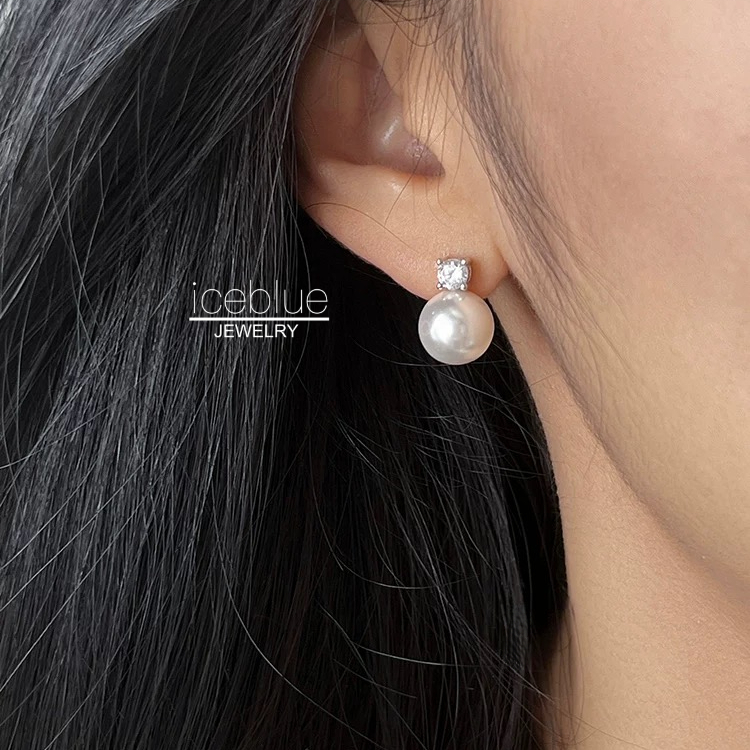 ICEBLUE สีขาวสีเทา Pearl Zircon Dangle ต่างหู 316L สแตนเลสไทเทเนียมเหล็ก 18K Gold Plated Hypoallergenic กันน้ํา Non Tarnish Statement ที่ละเอียดอ่อนแฟชั่นต่างหูผู้หญิงE37 ราคา ถูกที่สุด ดีลบีเคเค แกลเลอรีภาพที่ 8