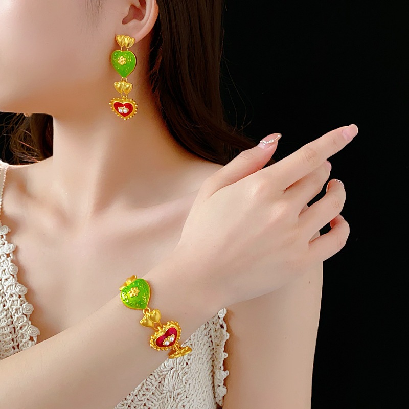 Drejew สร้อยข้อมือรูปหัวใจไม่สม่ําเสมอย้อนยุคทองผู้หญิงดีไซน์เรียบง่ายแฟชั่นที่มีประโยชน์