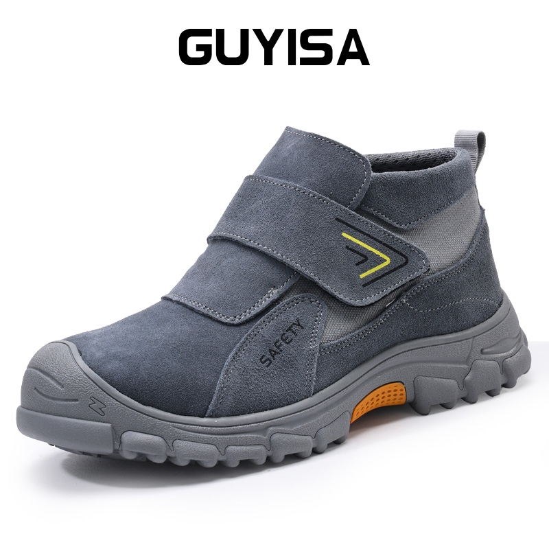 Guyisa รองเท้าช่างเชื่อม รองเท้าเซฟตี้ หัวเหล็ก ป้องกันน้ําร้อนลวก สีเทา 3027GY 37-46