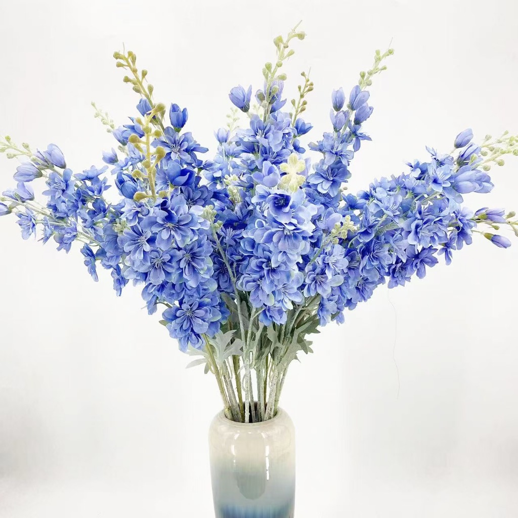ดอกไม้ประดิษฐ์ ส้อม 2 ชิ้น delphinium flocking delphinth ขนาดใหญ่ ผักตบชวาสีฟ้า คู่มือแต่งงาน ตกแต่งงานแต่งงาน ตกแต่งบ้าน การจัดดอกไม้ ตกแต่งสวน