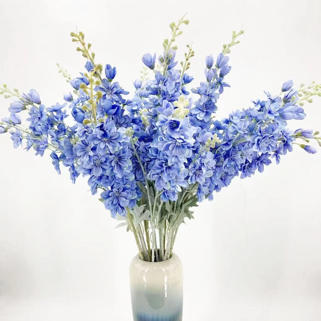 ดอกไม้ประดิษฐ์ ส้อม 2 ชิ้น delphinium flocking delphinth ขนาดใหญ่ ผักตบชวาสีฟ้า คู่มือแต่งงาน ตกแต่งงานแต่งงาน ตกแต่งบ้าน การจัดดอกไม้ ตกแต่งสวน