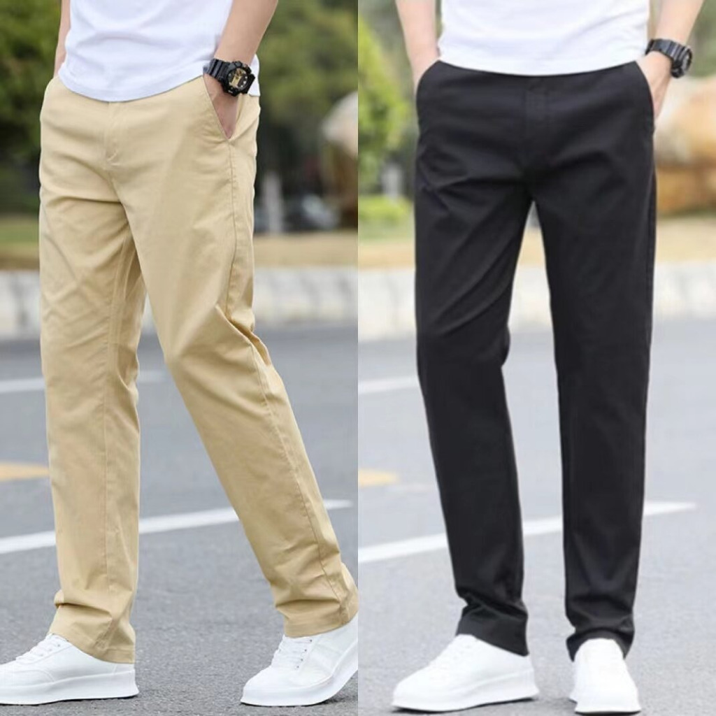 กางเกงขายาว ชิโน ผ้ายืด ทรงกระบอก