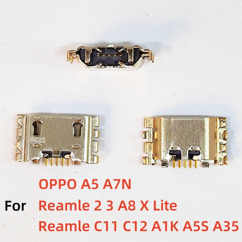 10-50 ชิ้น USB ชาร์จพอร์ตแจ็คซ็อกเก็ต charger Connector dock สําหรับ OPPO A5 A7N Reamle2 Reamle 2 3 A8 X Lite C11 C12 A1K A5S A35 เปลี่ยนชิ้นส่วน