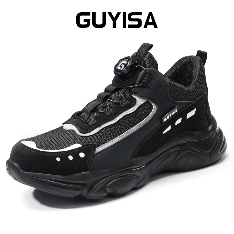 Guyisa รองเท้าช่างไฟฟ้า รองเท้าเซฟตี้ พลาสติก toe cap light&soft khaki