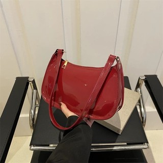 Bag 2025 New Style ins Trendy Shoulder Armpit Bag Korean Version Patent Leather Baguette Bag