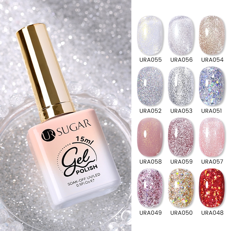 UR SUGAR สีทาเล็บเจล 15ml. 1 สี พร้อมเคลือบเล็บ UV LED กึ่งถาวร เคลือบเงาสําหรับ DIY สีเจล