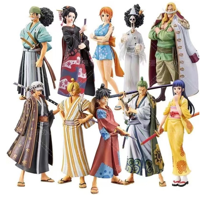 ฟิกเกอร์ One Piece Brook Water Law Luffy Zoro Sanji Nami Robin Usopp Kikunojo DXF Wano Country PVC ข