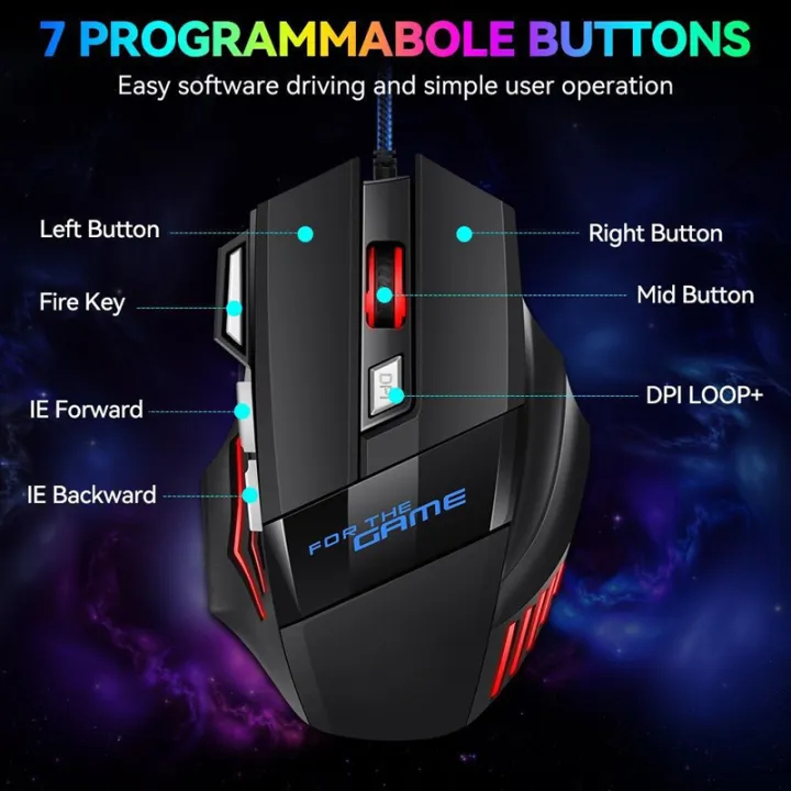 Yisong เมาส์เกมมิ่ง Gaming Mouse MS-7 เมาส์ออปติคอล RGB เมาส์เล่นเกม