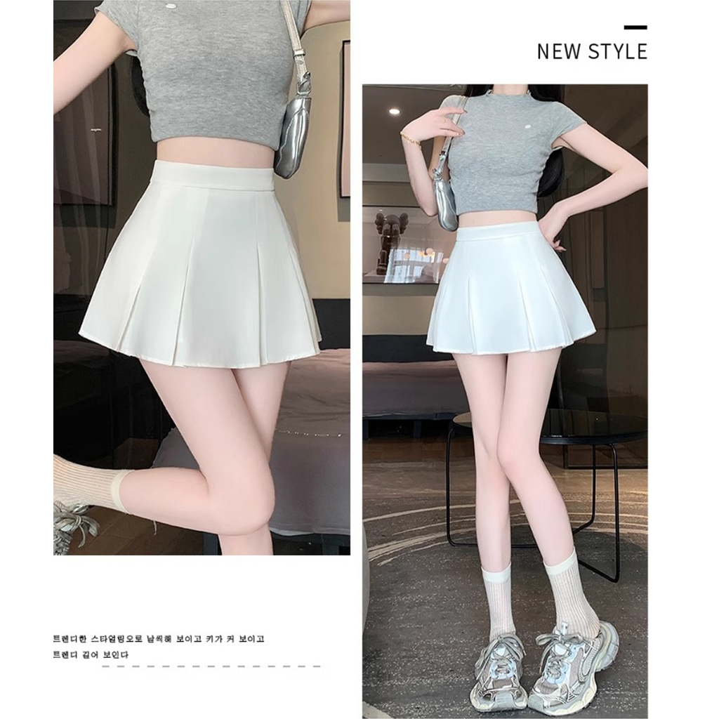 กระโปรงเทนนิ เอวสูง Tennis Skirt กระโปรงกางเกงพรีทสั้น กระโปรงกางเกงเทนนิส Y2K เทนนิส ดีไซน์แนวเกาหลี พร้อมส่ง - รูปที่ 3