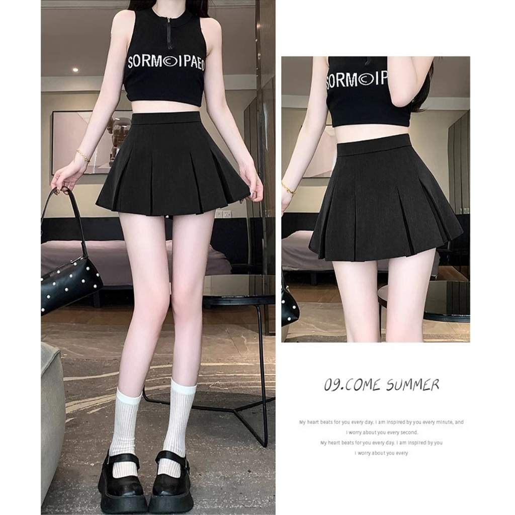 กระโปรงเทนนิ เอวสูง Tennis Skirt กระโปรงกางเกงพรีทสั้น กระโปรงกางเกงเทนนิส Y2K เทนนิส ดีไซน์แนวเกาหลี พร้อมส่ง - รูปที่ 4