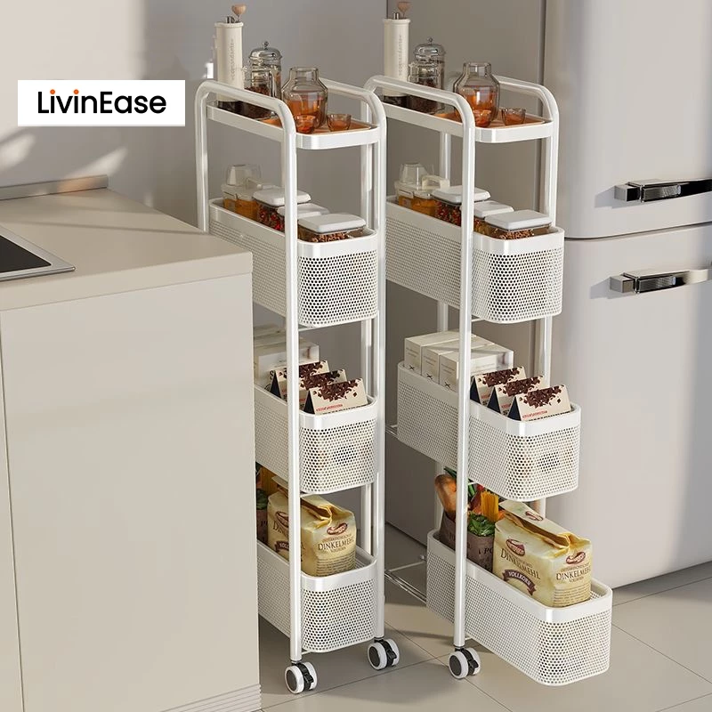 Livinease ชั้นวางของมีล้อเลื่อน รุ่นแคบ 3/4/5 ชั้น