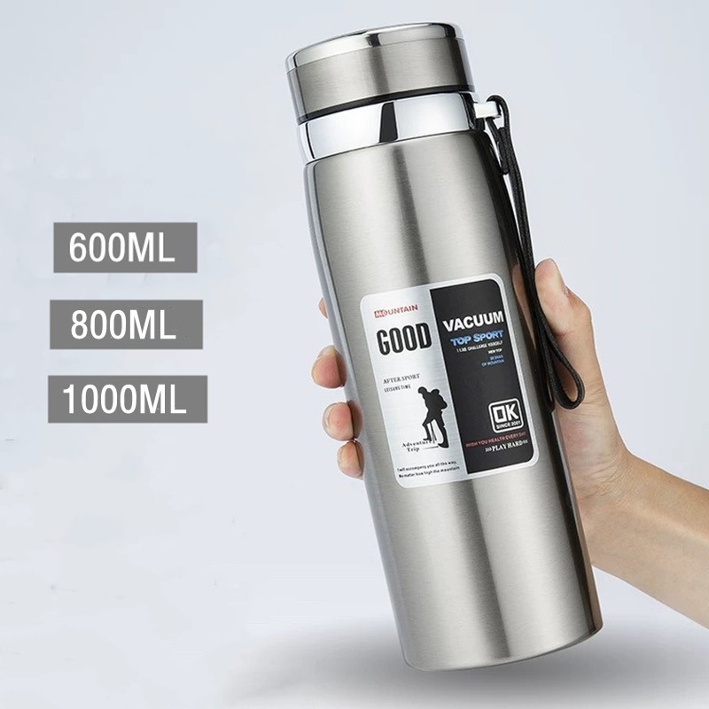600ml/800ml/1000ml สแตนเลสคู่ 316 กระติกน้ําความร้อนกรองแบบพกพาชากาแฟขวดน้ําความร้อน Travel Tumbler