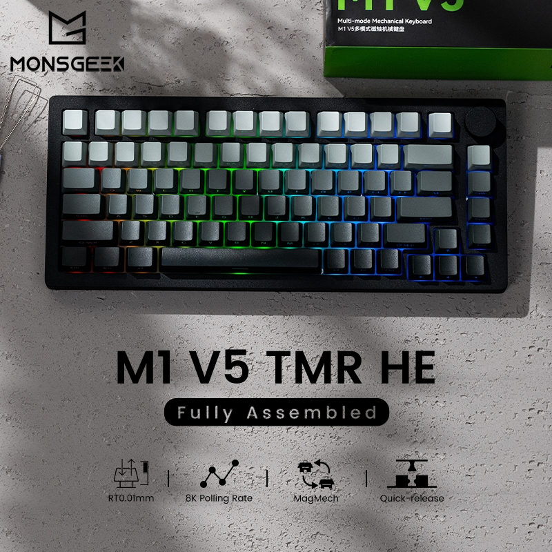 MonsGeek M1 V5 TMR -SP สวิตช์แม่เหล็กอลูมิเนียมไร้สายประกอบคีย์บอร์ดพร้อม RGB Hot-swappable,8K Hz Po