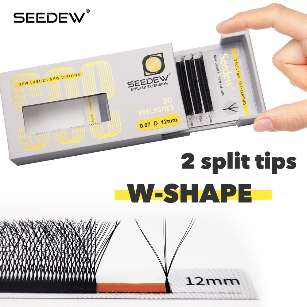 Seedew ขนตาปลอม3d W รูปร่าง 3D ขนตาปลอม การต่อขนตา Mink Lashes Curl C/D ขนาด 0.07 มม ขนตา
