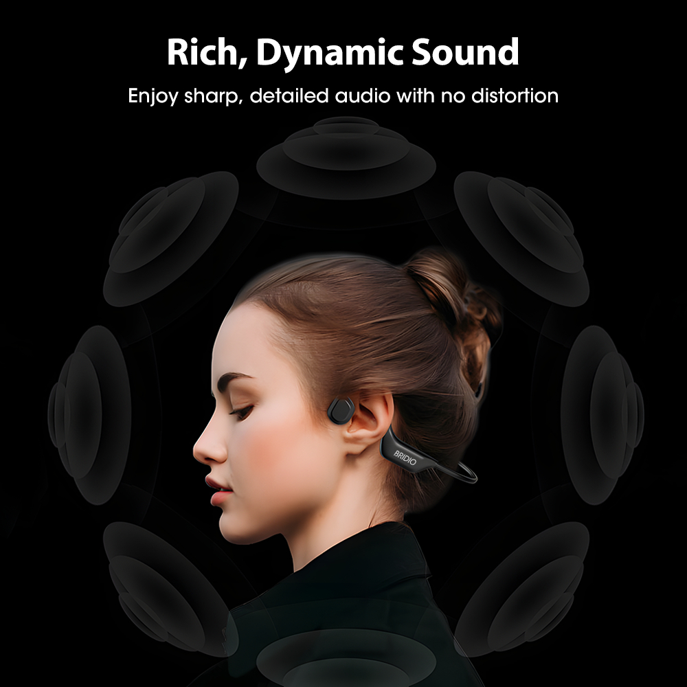 Bridio DG08 IPX5 Bone Conduction หูฟังไร้สายบลูทูธกันน้ํารองรับการโทรด้วยเสียงว่ายน้ํากีฬา