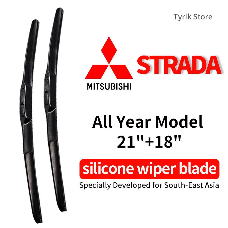 Mitsubishi Strada wiper blade ชุด/คู่ใบปัดน้ำฝน สำหรับทุกรุ่นปี แบบซิลิโคน ใบปัดน้ำฝนแบบโค้ง (banana type) กระจกหน้ารถ