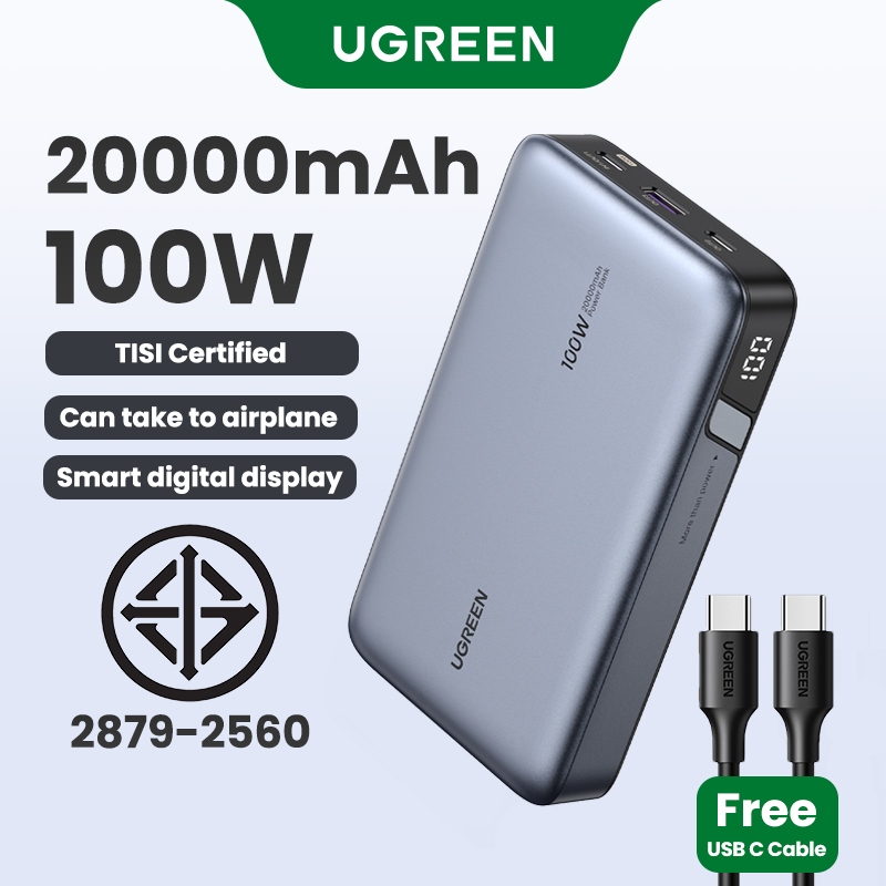 Ugreen 100W 20000mAh Power Bank แบบพกพา PD Fast Charging PowerBank สําหรับ iPhone 15 แล็ปท็อปโน้ตบุ๊ค Fast Charge ภายนอกแบตเตอรี่