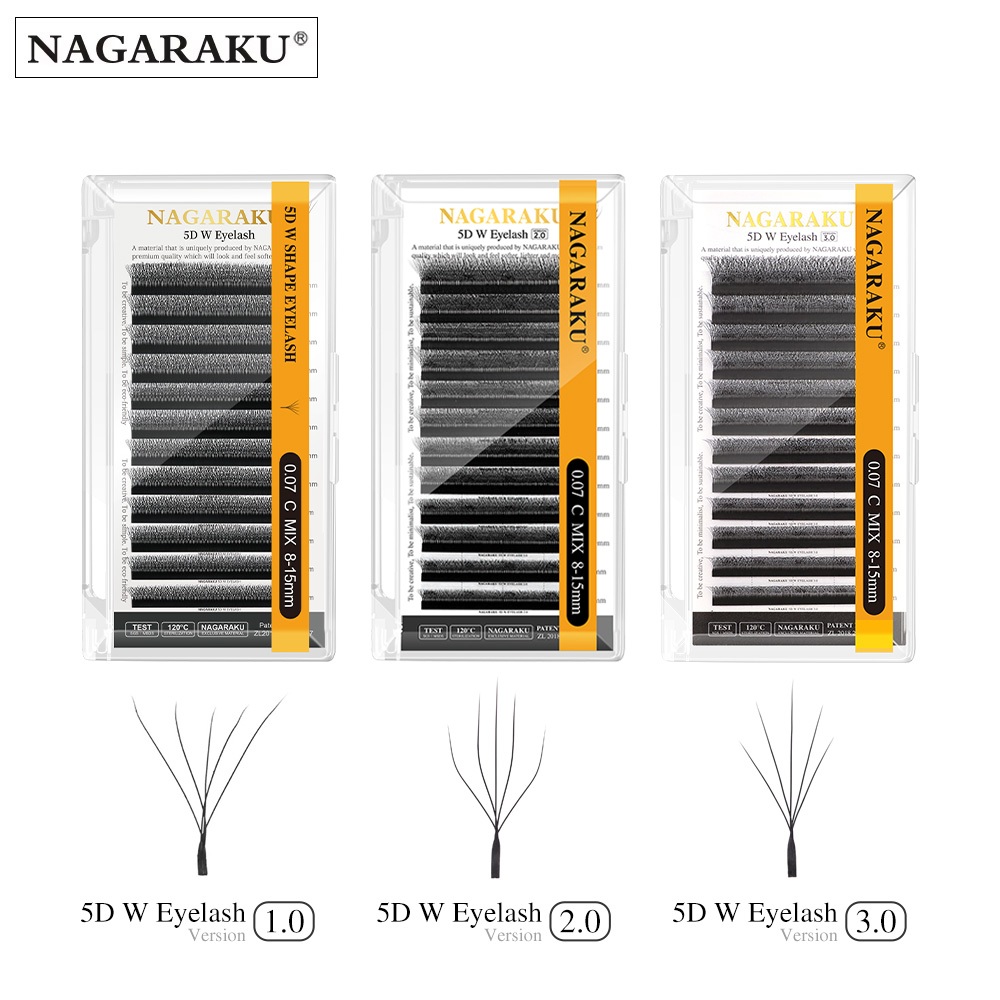 Nagaraku ขนตาปลอม 5D W Shape Big Bundle Eyelash Extension Mega Volume Premade Fans ขนตานุ่มพิเศษหนาแน่น