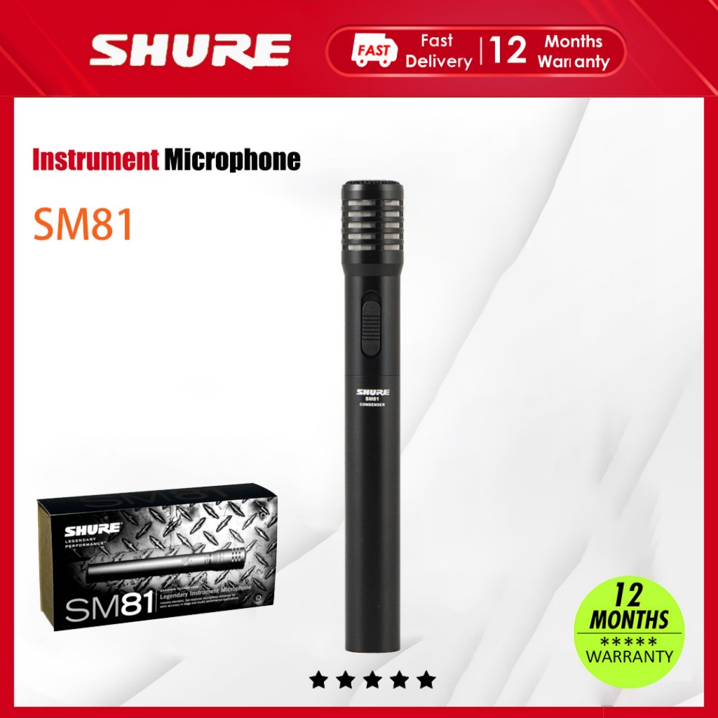 Shure SM81 ไมโครโฟนเครื่องมือคอนเดนเซอร์ Cardioid สําหรับการแสดงสดและบันทึกสตูดิโอ