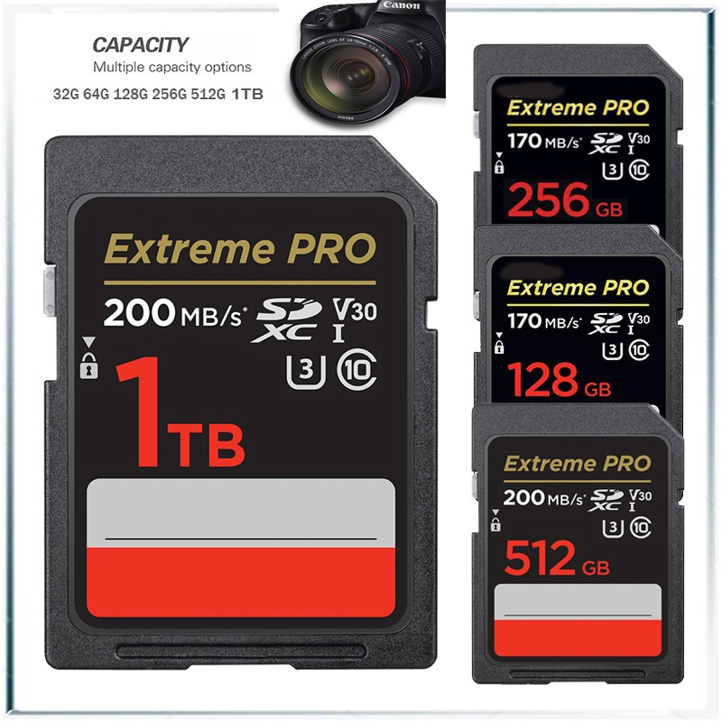 Ultra Original SD การ์ด 32GB SDHC 64GB 128GB 256GB 512GB 1TB SDXC Class10 การ์ดหน่วยความจํา C10 USH-1 รองรับสําหรับกล้องรถ DV SLR
