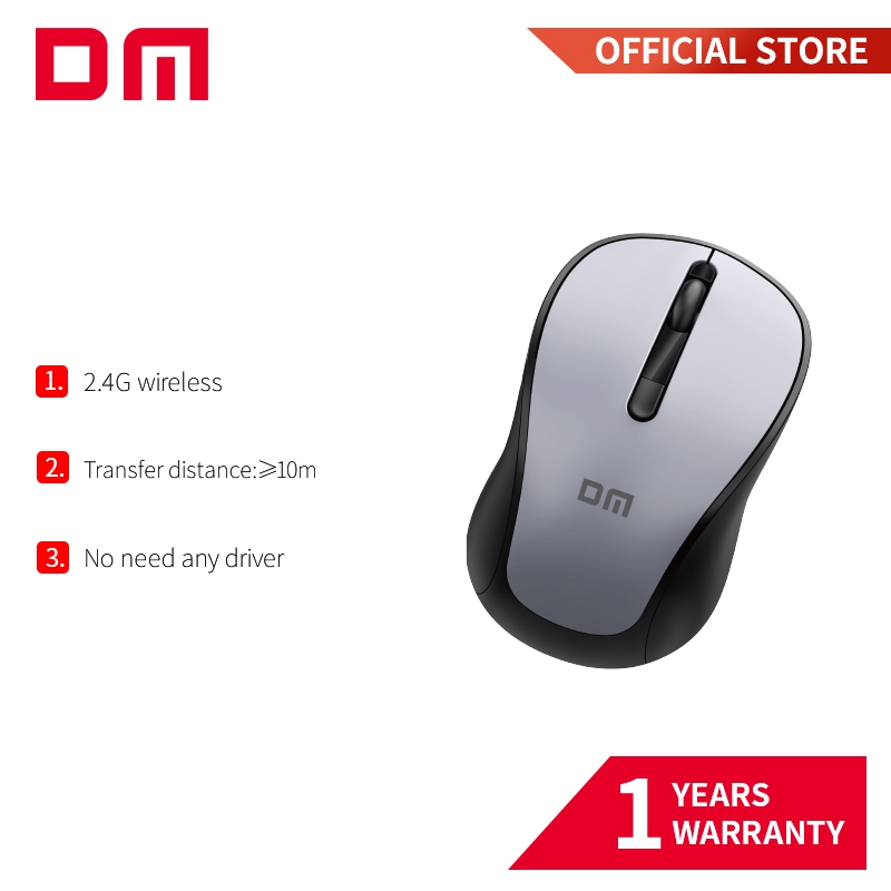 Dm K8S เมาส์ตามหลักสรีรศาสตร์ไร้สาย | 2.4ghz USB 2.0 | เซ็นเซอร์ออปติคอลแบบอินฟราเรดช่วง 10 ม.