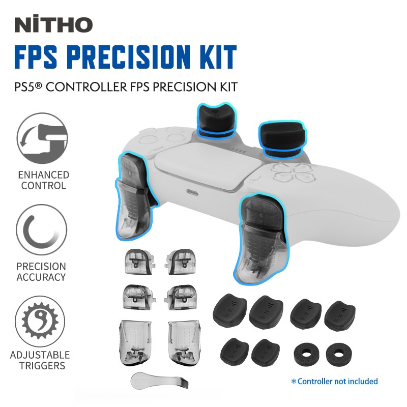 [NiTHO] รองรับ PS5 Handle ชุดเสริมที่แม่นยํา PS5 Gamepad จอยสติ๊กหมวก Trigger Keycap ฝาครอบป้องกัน PS5 อุปกรณ์เสริมด้ามจับ