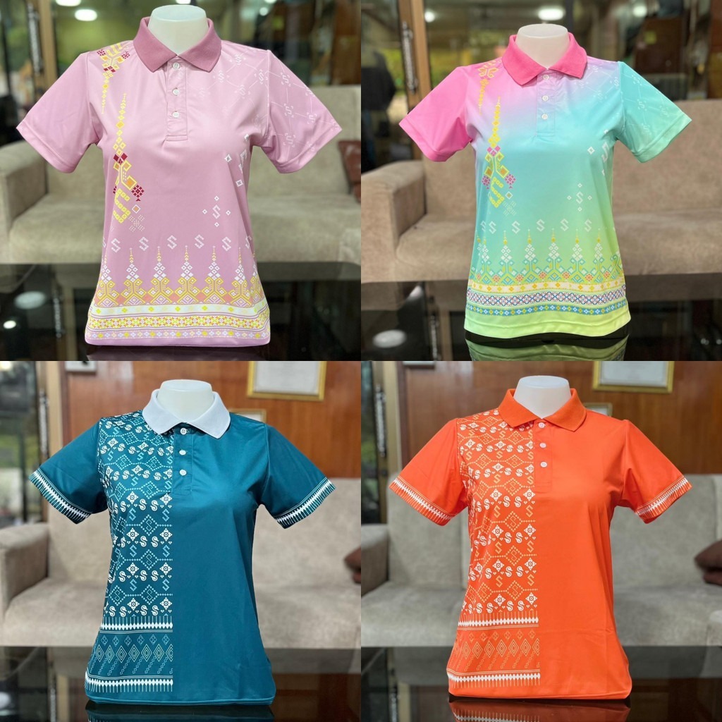 เสื้อโปโลหญิงไทยเสื้อโปโลกีฬาระบายอากาศหลวมไม่ต้องบีบโปโลกีฬาขนาดใหญ่