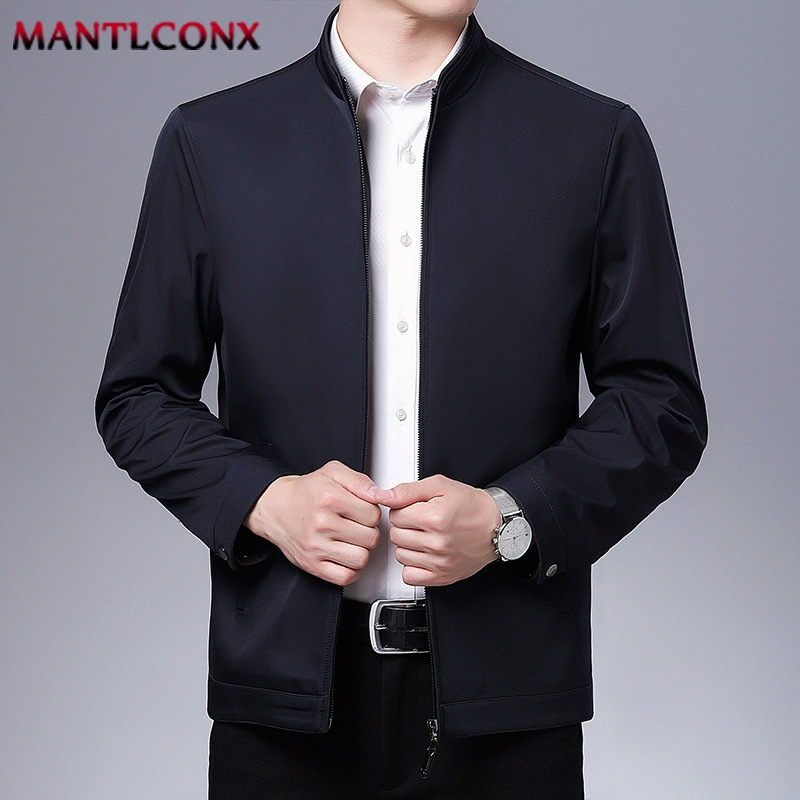 Jaket ผู้ชายลําลองยืนปกธุรกิจอย่างเป็นทางการแจ็คเก็ตผู้ชายคุณภาพสีทึบ jaket lelaki