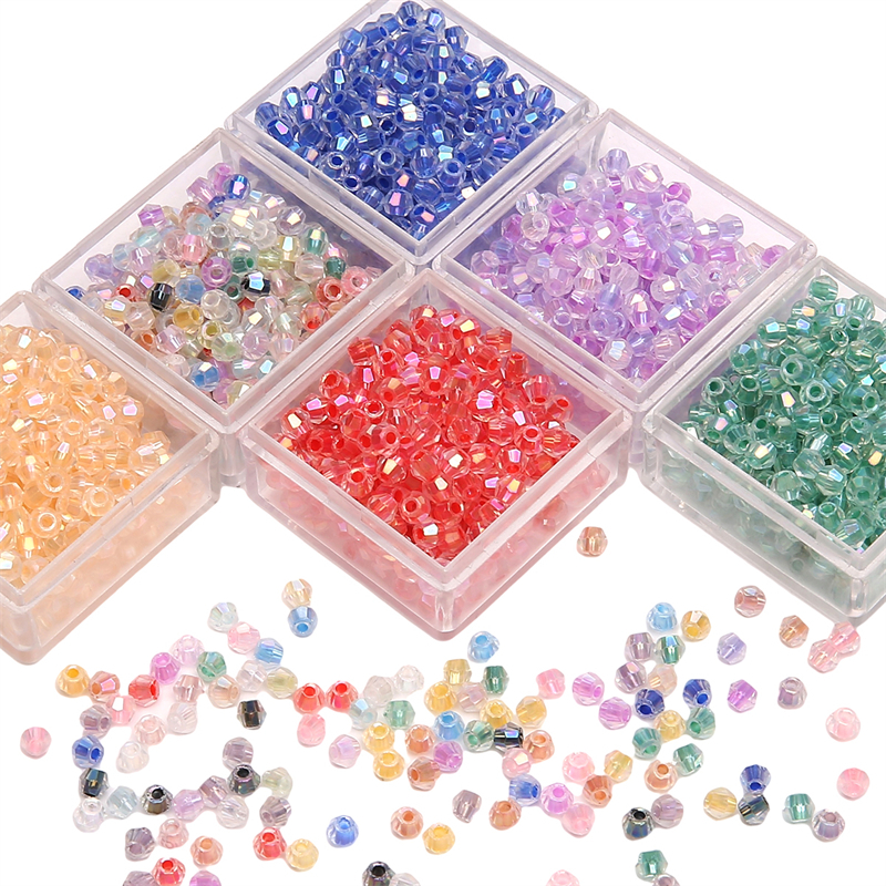 4 มม.10 กรัม/ถุง 135 ชิ้นเพชรรูปคริสตัลลูกปัด Iridescent Facets สําหรับ DIY เครื่องประดับทําอุปกรณ์เสริม